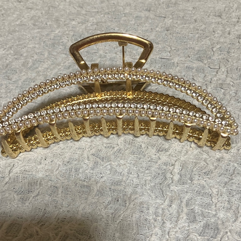 Gold rhinestones Embellished Hair Claw